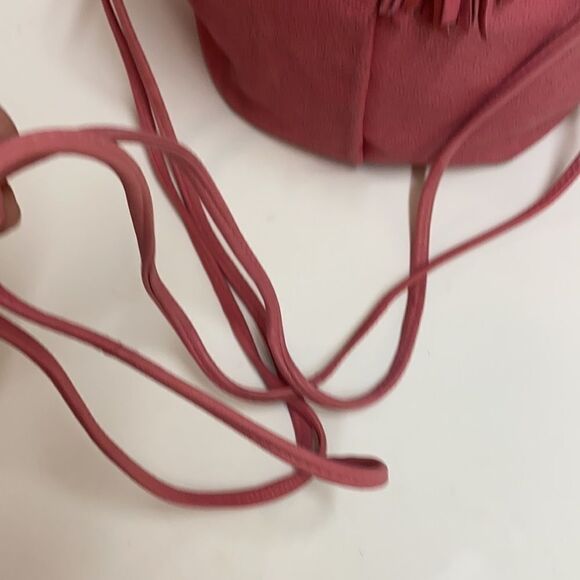 Vintage Valley Girl Pink Leather Clam Shell Crossbdy Bag A27 - Picture 5 of 9